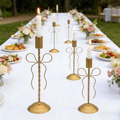 مجموعتان من حوامل الشموع الذهبية، حاملات شموع مستدقة، شمعدانات نحاسية طويلة مع أقواس للموقد وحفلات الزفاف وطاولات عيد الحب والديكورات المركزية in Kuwait