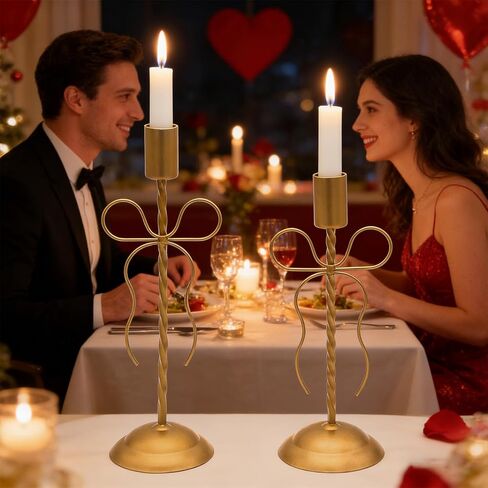 مجموعتان من حوامل الشموع الذهبية، حاملات شموع مستدقة، شمعدانات نحاسية طويلة مع أقواس للموقد وحفلات الزفاف وطاولات عيد الحب والديكورات المركزية in Kuwait