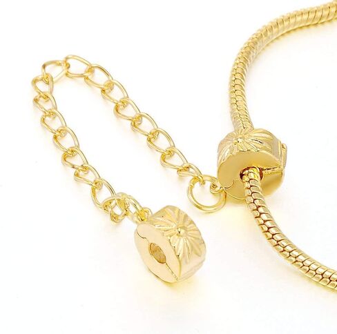 RUBYCA Gold Color Clip Lock Double Stopper Chain Clasp Beads fit European Charm Bracelet in Kuwait