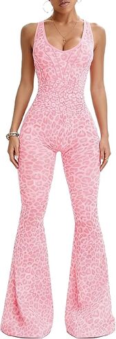 Cheetah Jumpsuit for Women Sleeveless Strap Bodycon Jumpsuits Trendy Workout Going out Clothes in Saudi Arabia