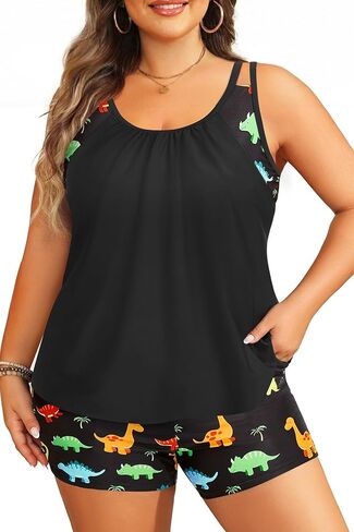 Tempt Me Women Plus Size Tankini Swimsuits - Two Piece Flowy Bathing Suits with Pocketed Boyshorts 2026 Swimwear in Saudi Arabia