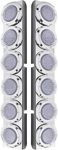 United Pacific 37344 Air Cleaner Light Bar, Rear, Stainless Steel, with Bracket, Clearance/Marker Light, Red LED, Clear Lens, with Chrome Bezels, 9 LED Per Light, for Peterbilt Trucks in Saudi Arabia