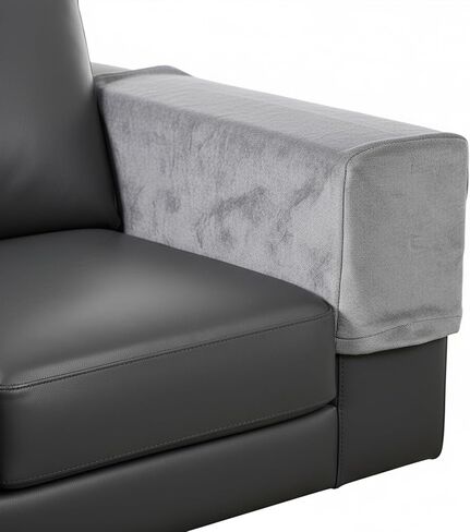 iplusmile قطعتان من أغطية ذراع الأريكة القابلة للتمدد، واقيات مسند الذراع من القطيفة باللون الرمادي لكرسي كرسي الأريكة، أغطية مسند ذراع الأثاث المضادة للانزلاق لحماية القطط والكلاب من الخدش in Kuwait