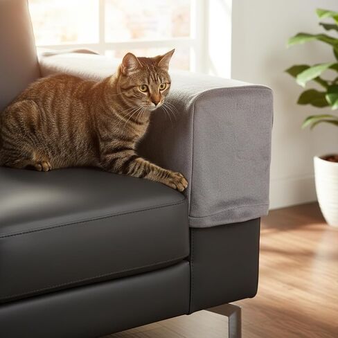 iplusmile قطعتان من أغطية ذراع الأريكة القابلة للتمدد، واقيات مسند الذراع من القطيفة باللون الرمادي لكرسي كرسي الأريكة، أغطية مسند ذراع الأثاث المضادة للانزلاق لحماية القطط والكلاب من الخدش in Kuwait