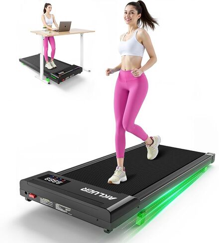 وسادة المشي AKLUER مع ميل، جهاز مشي تحت المكتب للمنزل، جهاز مشي محمول بقوة 2.5 حصان مع جهاز تحكم عن بعد، جهاز مشي 4 في 1 مع شاشة LED in Kuwait