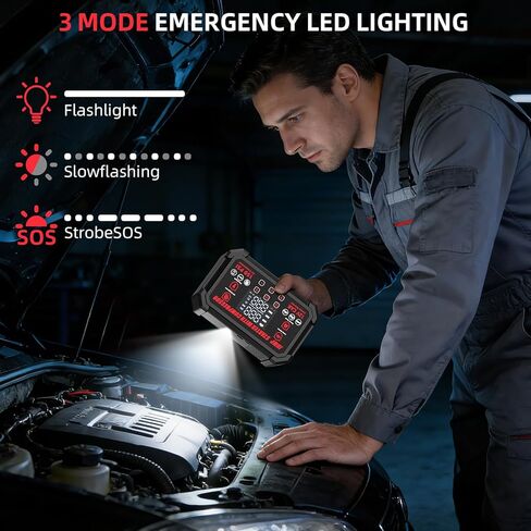 جهاز تشغيل القفز مع ضاغط هواء، بطارية السيارة المحمولة بقدرة 4000 أمبير مع منفاخ إطارات للإغلاق التلقائي بقوة 150 رطل لكل بوصة مربعة، صندوق القفز للسيارة 12 فولت مع ضوء LED وشاشة LED، جميع الغازات / 10 لتر ديزل أسود in Kuwait