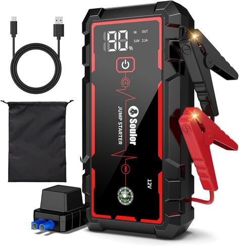 5000A Jump Starter Car Jumper Starter حزمة معززة للبطارية المحمولة مع شاشة LED وإضاءة LED وكابلات توصيل (حتى 10.0 لتر بنزين ومحرك ديزل 10.0 لتر) in Kuwait