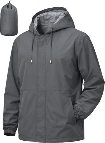 Men's Rain Jacket Waterproof Windbreaker Raincoat Cycling Running Hiking Golf Travel Gear Hood Lightweight Packable in Kuwait