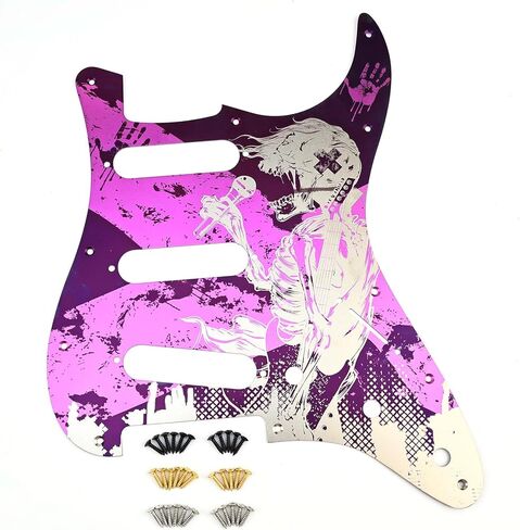 سبائك التيتانيوم الغيتار اختيار الحرس 11 حفرة SSS ملف واحد 3/8 ″ الجهد المعدني الغيتار الكهربائي Pickguard متوافق مع ستراتوكاستر Strat ST نمط قطع غيار الغيتار (Ti-B) in Kuwait