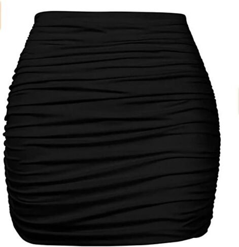 المرأة تمتد عالية الخصر Ruched Bodycon طبقة مزدوجة عارضة تنورة صغيرة in Saudi Arabia