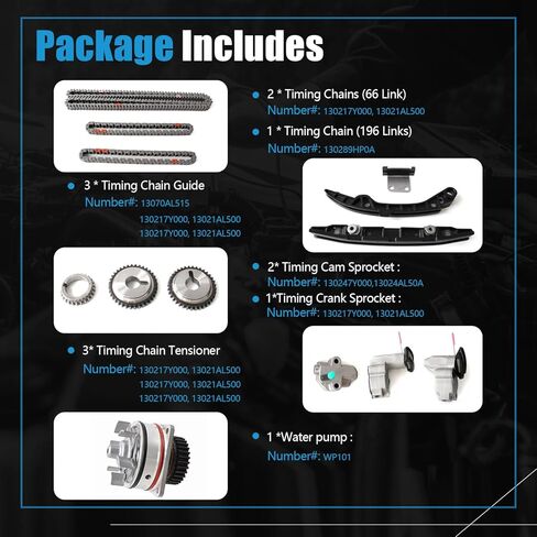 AUCERAMIC 9-0730SWP Engine Timing Chain Kit with Water Pump Fit for 2007-2014 Nissan Altima, 2009-2014 Murano, 2013-2014 Pathfinder, 2011-2014 Quest, 2013 2014 Infiniti QX60 JX35 3.5L AW9426 in Saudi Arabia