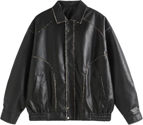 Bakyarder Womens Oversized Y2K Faux Leather Jackets Vintage Plus Size Fashion Motorcycle Coats Fall Fashion Outfits 2025 in Kuwait