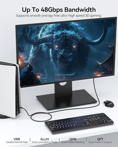 كابل HDMI قصير 8K بطول 2 قدم، سلك HDMI 2.1 بطول 2 قدم HDMI إلى كابل HDMI عالي السرعة 48 جيجابت في الثانية يدعم 8K@60 هرتز، 4K@120 هرتز، eARC، 3D، HDR، HDCP 2.2&2.3 للتبديل، الكاميرا، الشاشة، الكمبيوتر المحمول، HDTV in Kuwait