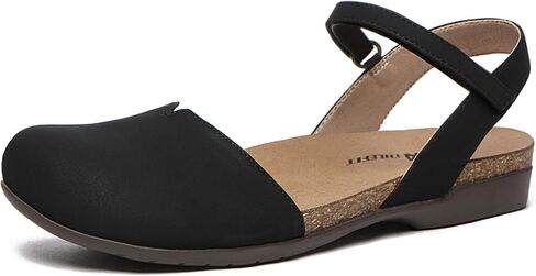 Athlefit Women's Closed Toe Sandals Comfort Cork Footbed Arch Support Flat Sandals in Kuwait