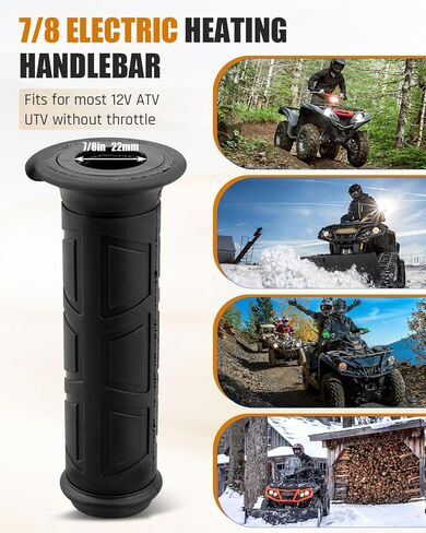 Lock on Heated ATV Grips, ATV Heated Grips and Thumb Warmer, 3 Heat Settings 7/8 12V Electric Heating Handlebar Grips in Saudi Arabia