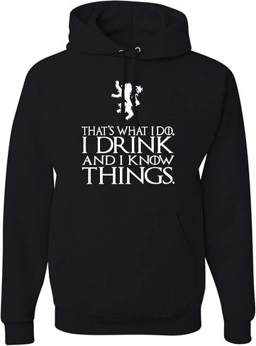 wild custom apparel That's What I Do. I Drink And I Know Things White Color Logo Fashion Graphic Mens Hoodies in Saudi Arabia
