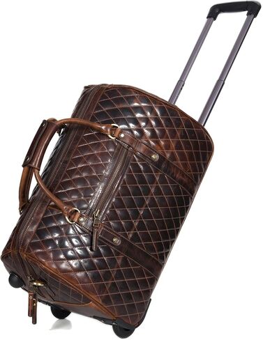 Aaron Leather Goods Quilted Trolley Bag, Full Grain Leather, 20 x 11 x 12 Inches, Brown (Ascend Luxe Roller, Mocha Bridle, Large) in Saudi Arabia