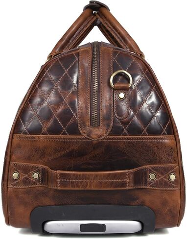 Aaron Leather Goods Quilted Trolley Bag, Full Grain Leather, 20 x 11 x 12 Inches, Brown (Ascend Luxe Roller, Mocha Bridle, Large) in Saudi Arabia