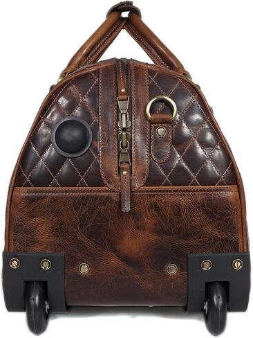 Aaron Leather Goods Quilted Trolley Bag, Full Grain Leather, 20 x 11 x 12 Inches, Brown (Ascend Luxe Roller, Mocha Bridle, Large) in Saudi Arabia