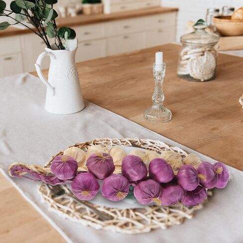 Sewroro Garlic Bulb Artificial Garlic Strings Fake Garlic Artificial Onion String 2Pcs Farm Garlic Fake Vegetable Kitchen Garden Indoor Decor Mix Colors Dried Garlic in Saudi Arabia