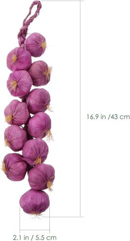 Sewroro Garlic Bulb Artificial Garlic Strings Fake Garlic Artificial Onion String 2Pcs Farm Garlic Fake Vegetable Kitchen Garden Indoor Decor Mix Colors Dried Garlic in Saudi Arabia