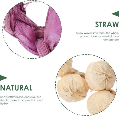 Sewroro Garlic Bulb Artificial Garlic Strings Fake Garlic Artificial Onion String 2Pcs Farm Garlic Fake Vegetable Kitchen Garden Indoor Decor Mix Colors Dried Garlic in Saudi Arabia