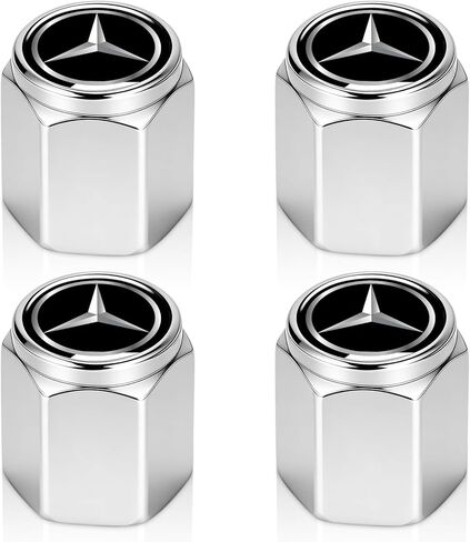 غطاء غطاء جذعي لصمام الإطارات متوافق مع سلسلة مرسيدس بنز حزام O-حلقة إغلاق أغطية صمام الإطارات فضية 4 قطع in Kuwait