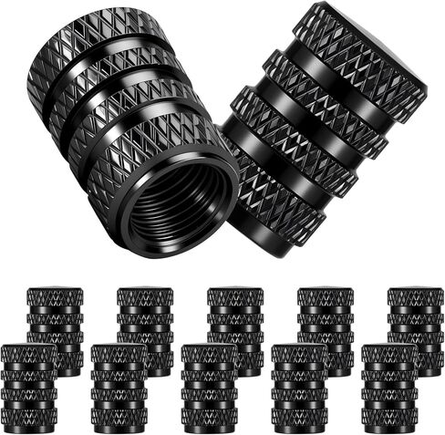 Tire Valve Stem Caps, Black Anodized Aluminum, 12PCS/Pack, Corrosion Resistant Anti-Rust, Universal Tire Valve Covers for Cars, Trucks, SUVs, Motorcycles and Bikes in Kuwait