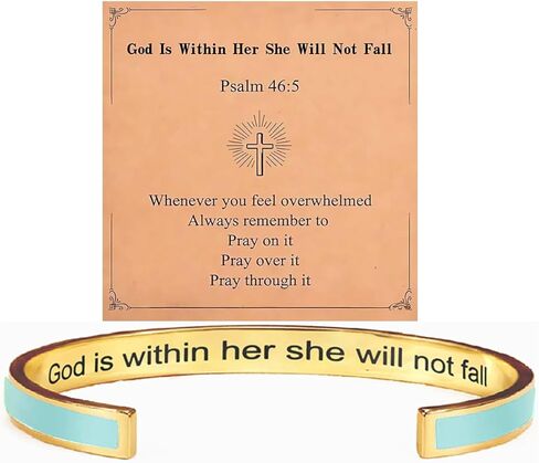 LIU JUN God Is Within Her She Will Not Fall Motivational Bracelets For Women, Stainless Steel With Hidden Message Colorful Engraved Cuff Bracelet Inspirational Gifts Jewelry in Saudi Arabia