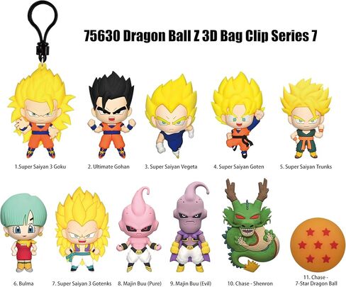 سلسلة Dragon Ball Z 7 - مشبك حقيبة قابل للجمع مقاس 5 بوصات - حقيبة عمياء (شكل واحد عشوائي) - سلسلة مفاتيح شخصية أنيمي / ملحق حقيبة الظهر | بضائع مرخصة رسميًا in Kuwait