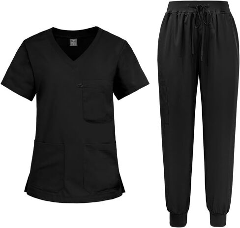 niaahinn Scrub for Women Set - V-Neck Top & Jogger Pants Nurse Uniform with Pockets in Saudi Arabia