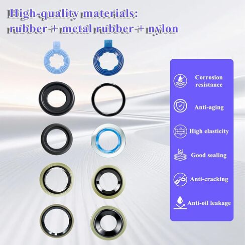 60PCS 10 Size Metal Rubber Nylon Oil Drain Plug Gasket Assortment Kit for M12 M14 M16 M18 Replace 097-116,097-139,097-118,097-119,9847431,097-025,097-035,097-021,097-147CD & More in Kuwait