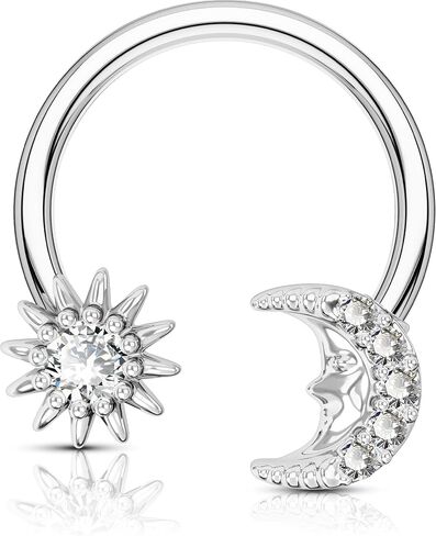 OUFER 16G Septum Rings, Star and Moon Design Nose Ring, Helix Earring, 316L Stainless Steel Tragus Daith Snug Conch Piercing Jewelry，Silver-Color in Saudi Arabia