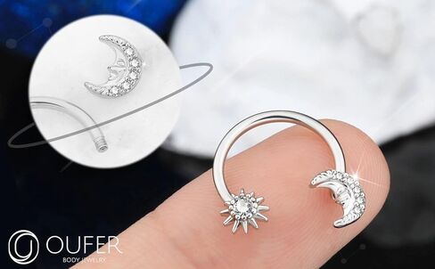 OUFER 16G Septum Rings, Star and Moon Design Nose Ring, Helix Earring, 316L Stainless Steel Tragus Daith Snug Conch Piercing Jewelry，Silver-Color in Saudi Arabia