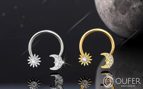OUFER 16G Septum Rings, Star and Moon Design Nose Ring, Helix Earring, 316L Stainless Steel Tragus Daith Snug Conch Piercing Jewelry，Silver-Color in Saudi Arabia