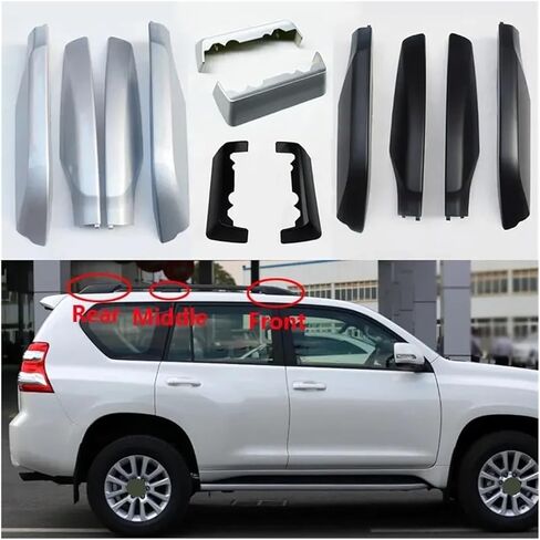 Car Roof Rack Cover Bar Rail End Shell Compatible For Toyota Land Cruiser Prado 150 Fj150 2010 2011 2012 2013 2014 2015 2016 2017(2pcs middle silver) in Saudi Arabia