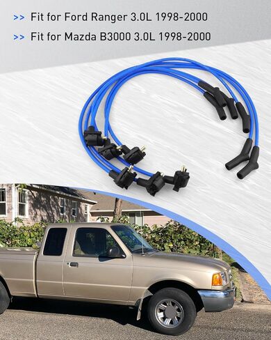 8.2MM High Performance Spark Plug Wires Fit for Ford Ranger Fit for Mazda B3000 V6 3.0L 1998 1999 2000 Replace FDZ068 26675 6675 671-6099 in Saudi Arabia