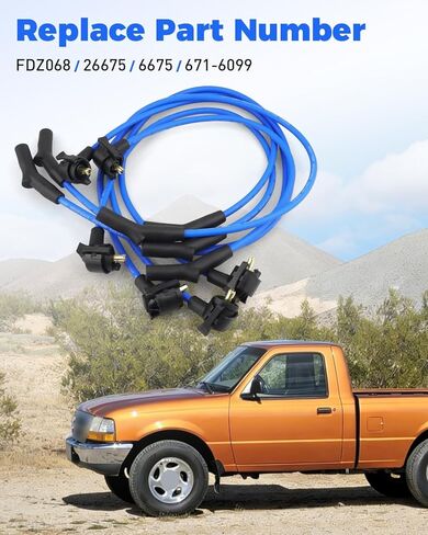 8.2MM High Performance Spark Plug Wires Fit for Ford Ranger Fit for Mazda B3000 V6 3.0L 1998 1999 2000 Replace FDZ068 26675 6675 671-6099 in Saudi Arabia
