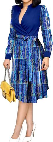 African Ankara Wrap Dress for Women Dashiki Print Formal Wedding Dress Plus Size Nigerian Clothes in Saudi Arabia
