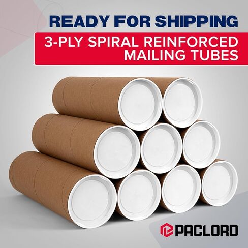 3" x 12" Heavy-Duty Reinforced Cardboard Mailing Tube, Pack of 10 Tubes with 20 Caps – Secure USPS Approved – Great for Shipping and Storing of Prints, Artwork, Posters or Documents in Saudi Arabia