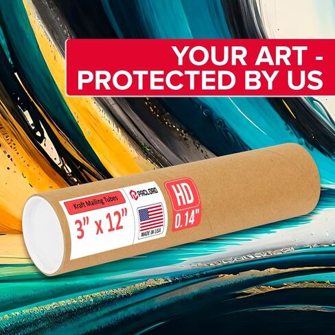 3" x 12" Heavy-Duty Reinforced Cardboard Mailing Tube, Pack of 10 Tubes with 20 Caps – Secure USPS Approved – Great for Shipping and Storing of Prints, Artwork, Posters or Documents in Saudi Arabia