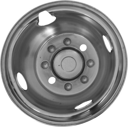 16in الفولاذ المقاوم للصدأ المصقول فورد عجلة محاكاة مجموعة 8 العروة 4 فتحة تنفيس عجلة حافة محور قبعات تناسب 2008 ~ أحدث فورد E350/E450 فان in Kuwait