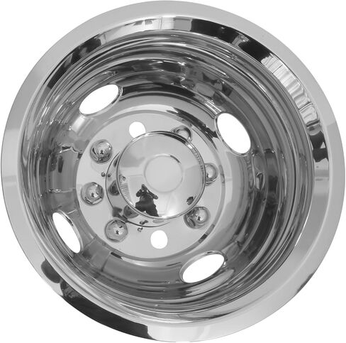 16in الفولاذ المقاوم للصدأ المصقول فورد عجلة محاكاة مجموعة 8 العروة 4 فتحة تنفيس عجلة حافة محور قبعات تناسب 2008 ~ أحدث فورد E350/E450 فان in Kuwait