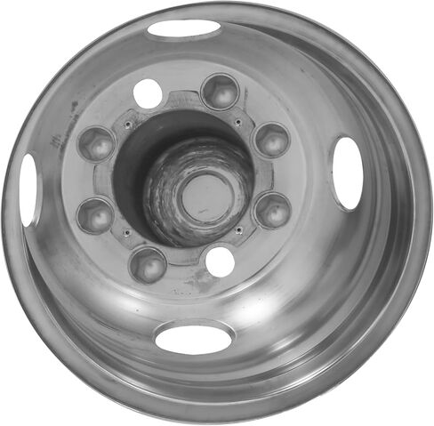 16in الفولاذ المقاوم للصدأ المصقول فورد عجلة محاكاة مجموعة 8 العروة 4 فتحة تنفيس عجلة حافة محور قبعات تناسب 2008 ~ أحدث فورد E350/E450 فان in Kuwait