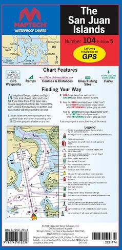 مخطط MAPTECH مقاوم للماء WPC104-05 جزر سان خوان، مقياس 1:94,117، مفتوح 24 × 36 بوصة، مطوي 6 × 12 بوصة، ورق صناعي in Kuwait