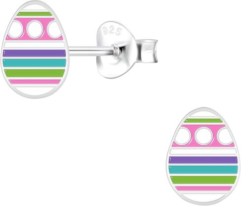 ICYROSE Solid 925 Sterling Silver Pastel colors Easter Egg Stud Earrings (Hypoallergenic nickel free) 9673(polka dot) in Saudi Arabia