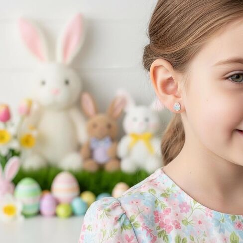 ICYROSE Solid 925 Sterling Silver Pastel colors Easter Egg Stud Earrings (Hypoallergenic nickel free) 9673(polka dot) in Saudi Arabia