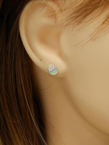 ICYROSE Solid 925 Sterling Silver Pastel colors Easter Egg Stud Earrings (Hypoallergenic nickel free) 9673(polka dot) in Saudi Arabia