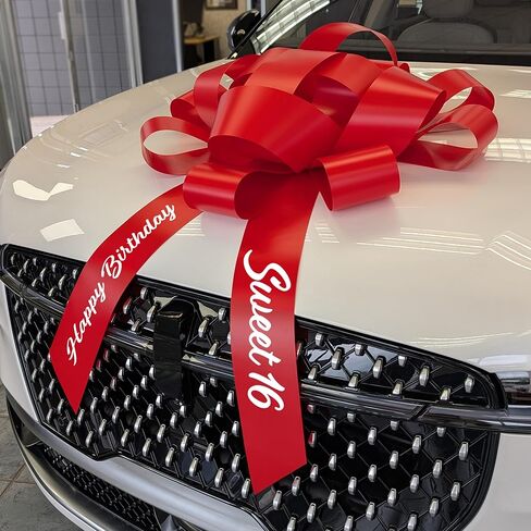 قوس سيارة كبير من CarBowz، عيد ميلاد سعيد 16 حلو، قوس عملاق 30، مغناطيس غير قابل للخدش، فينيل مقاوم للطقس (أحمر) in Kuwait