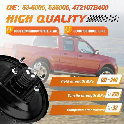 53-6006 Power Vacuum Brake Booster Compatible with Nissan Frontier Xterra 2000-2004 L4 2.4L V6 3.3L without Master Cylinder, Replace# 536006, 472107B400 in Saudi Arabia
